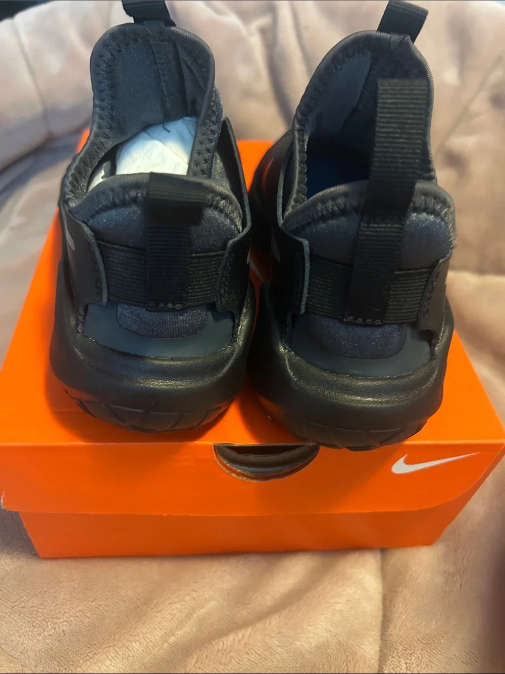Nike Boy’s Black Slip-On Athletic Shoes with Strap